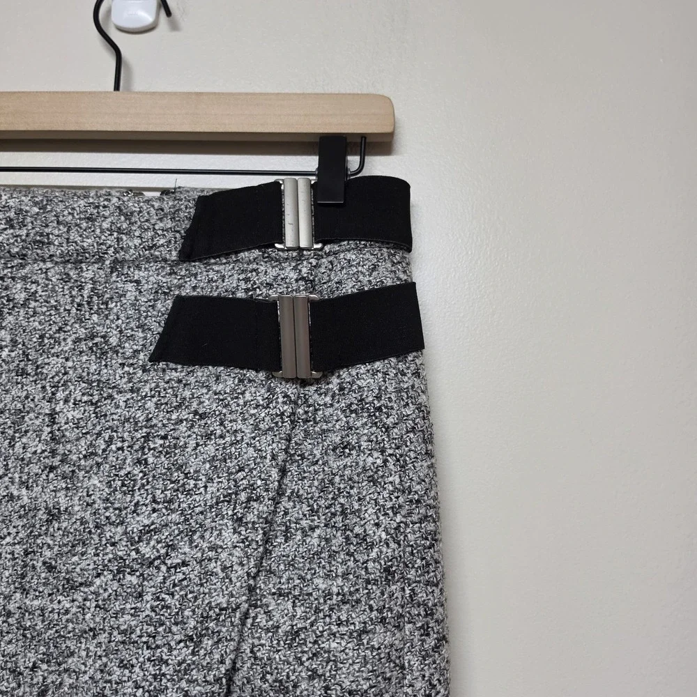 JLUXLABEL Womens Gisele Light Gray Tweed‎ Slit Skirt Sz S NWT